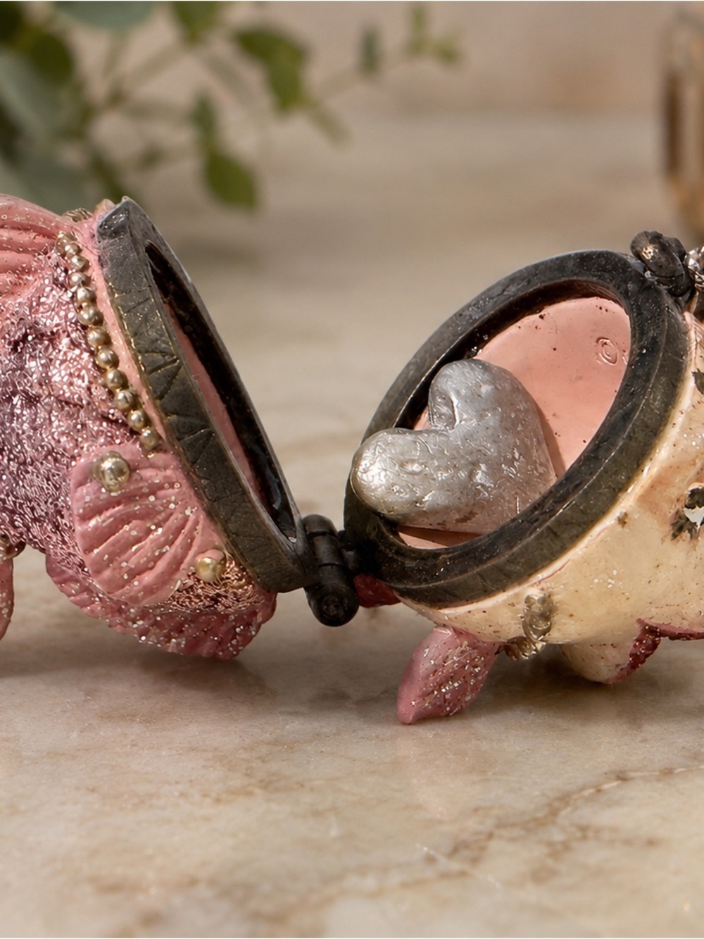 Katherine's Collection Pink and Cream Fish Trinket